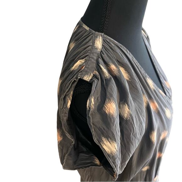 Parker Gray and Cream Patterned silk Maxi Dress XS Ikat dot boho summer - Picture 5 of 9